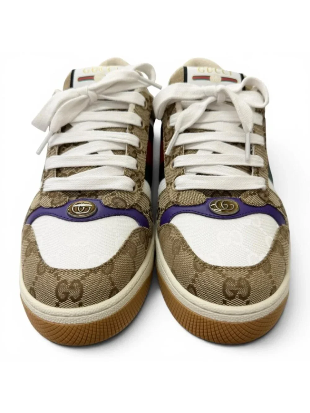 Gucci Screener GG Canvas Leather Low Cut Sneakers Beige 6